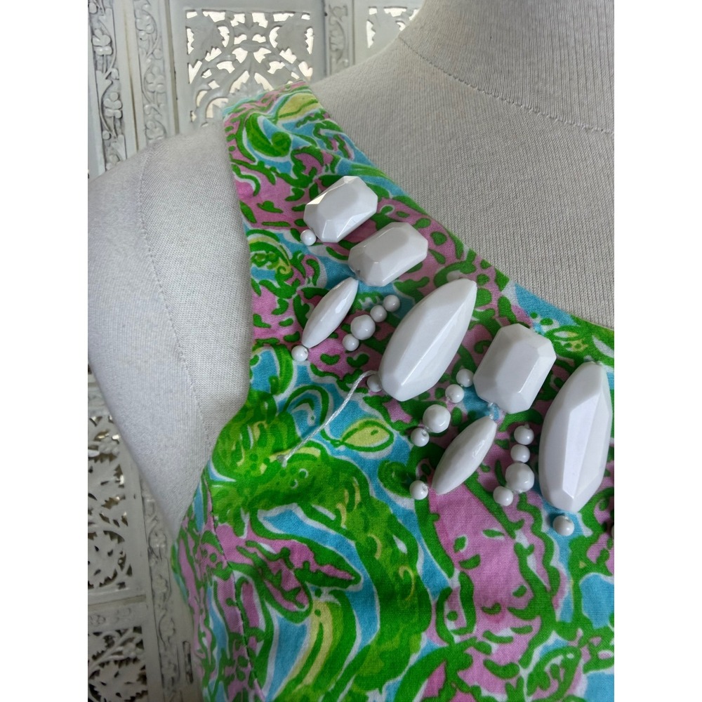 Lilly Pulitzer Pearl Alligator Shift Dress Sz 0 Preppy Bright Colorful Beachy - Picture 4 of 8